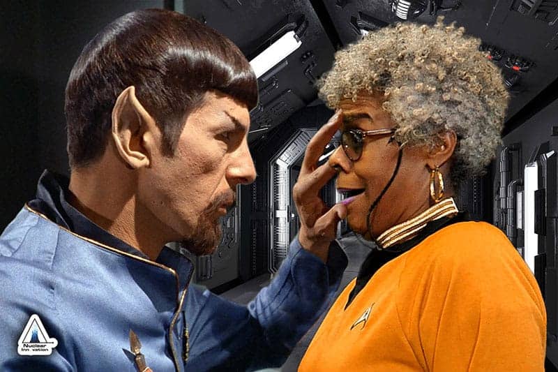 Houston green screen photo booth featuring Spock's Mind Meld