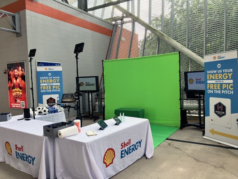A green screen photo booth with Shell Energy at PNC Stadium.