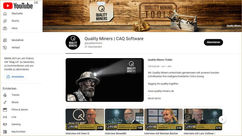 YouTube Kanal @qualityminers