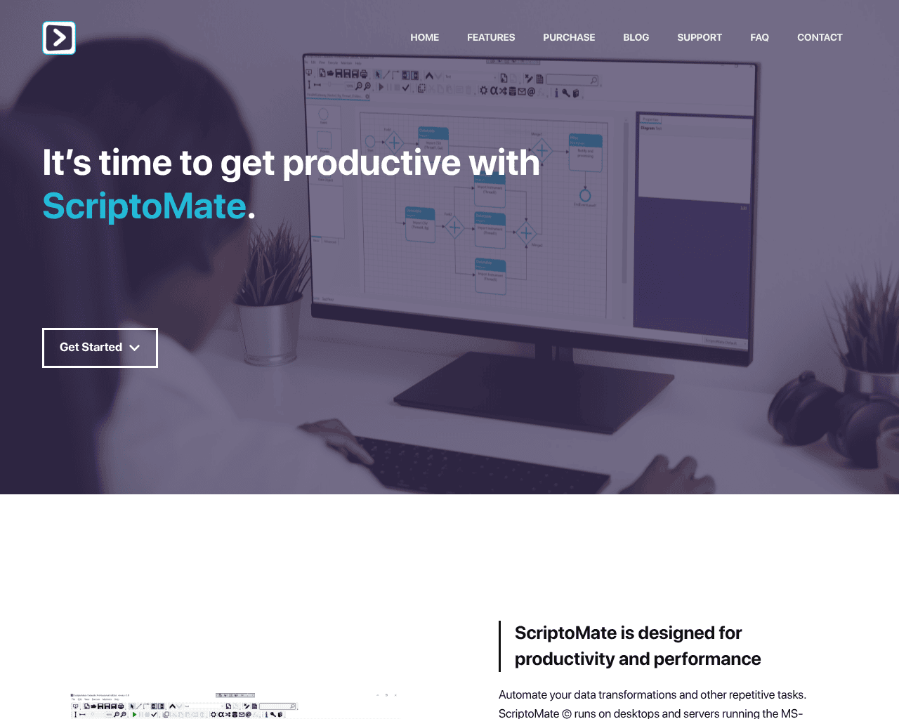 Screenshot of ScriptoMate, an AI tool for automating data tasks and enhancing productivity on MS-Windows systems.