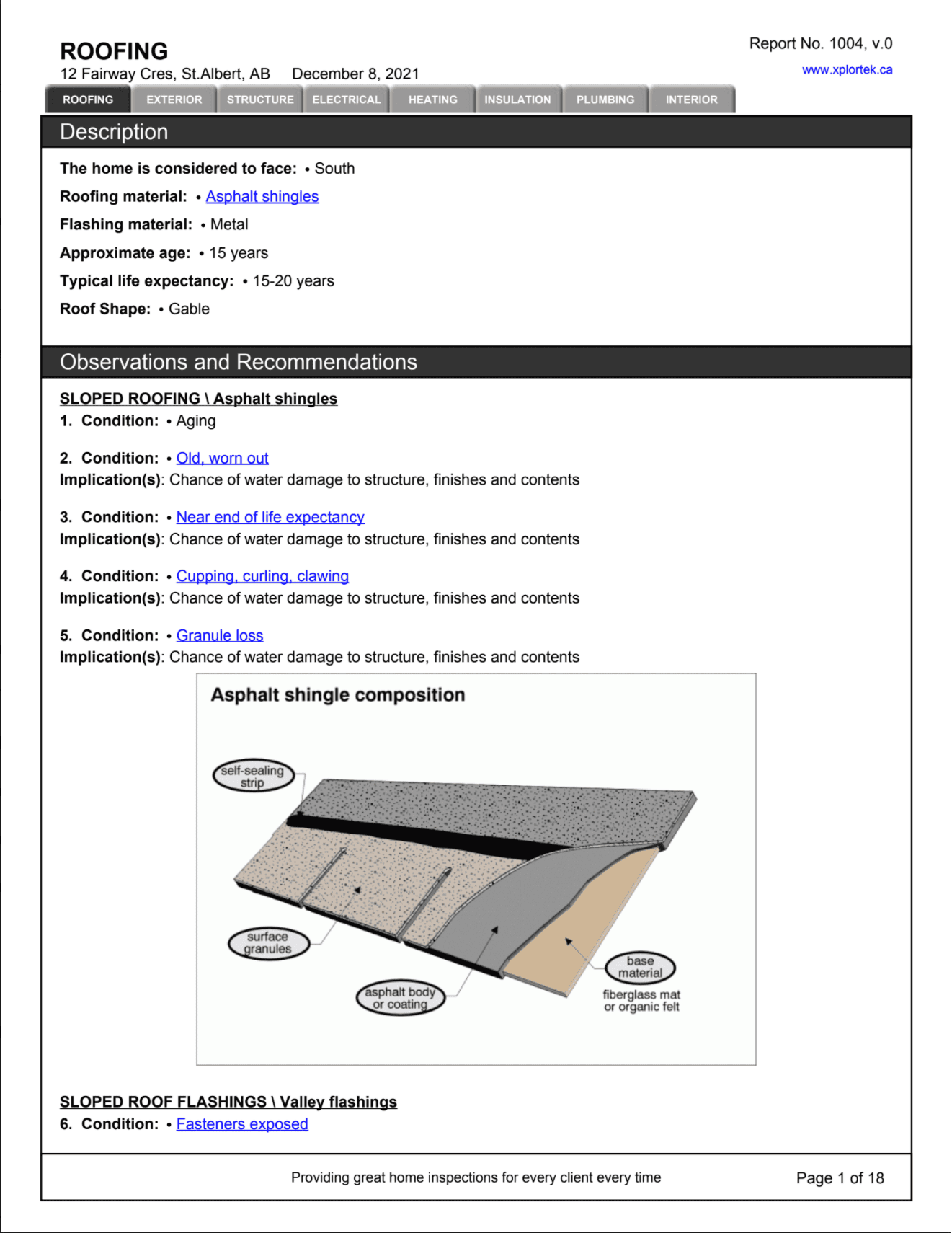 Edmonton home inspector with digital roof report, roof report in real estate property inspection. Home Inspections edmonton