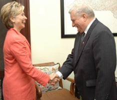 Hillary Clinton meets Lech Walesa at the US Senate