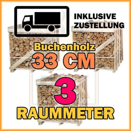 3 Raummeter Buchenholz 33 cm in Kisten