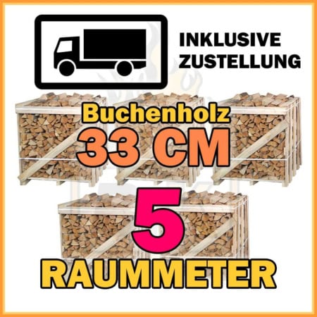 5 Raummeter Buchenholz 33 cm in Kisten