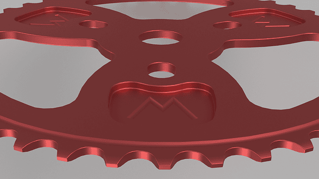 Close of up view of an accurate 3D laser scanned bicycle chainring