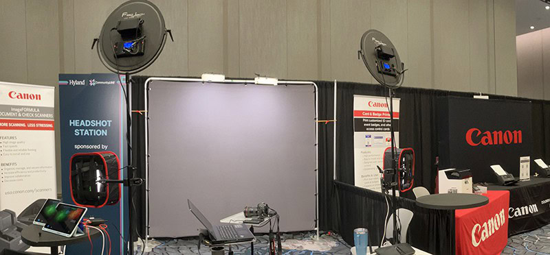 A headshot photo booth at the Charlotte Convention Center for Canon Cameras.
