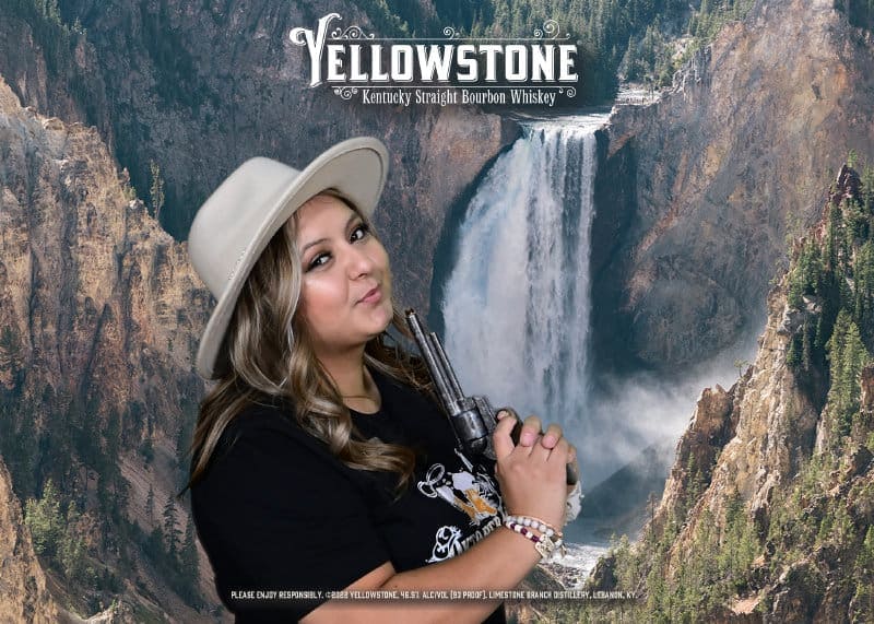 A Phoenix green screen photo booth experiential photo marketing image for Yellowstone Bourbon at western party at the Westin Kierland Resort.
