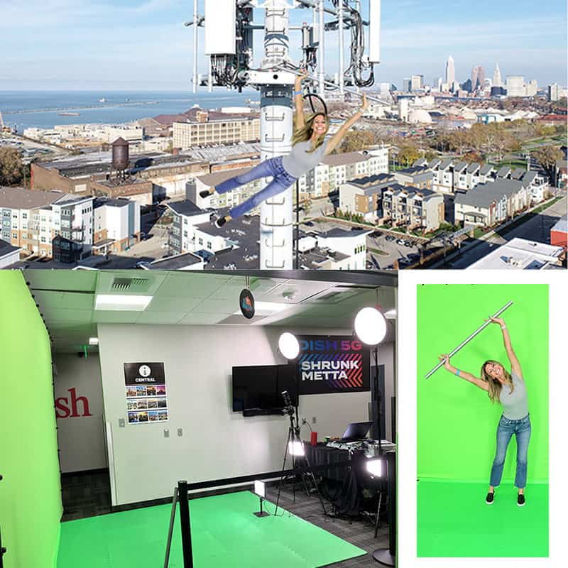 First, our Chicago green screen photography photo set. Second, the participant poses for the experiential photo marketing image. Last, the final image from the Chicago green screen photo booth.