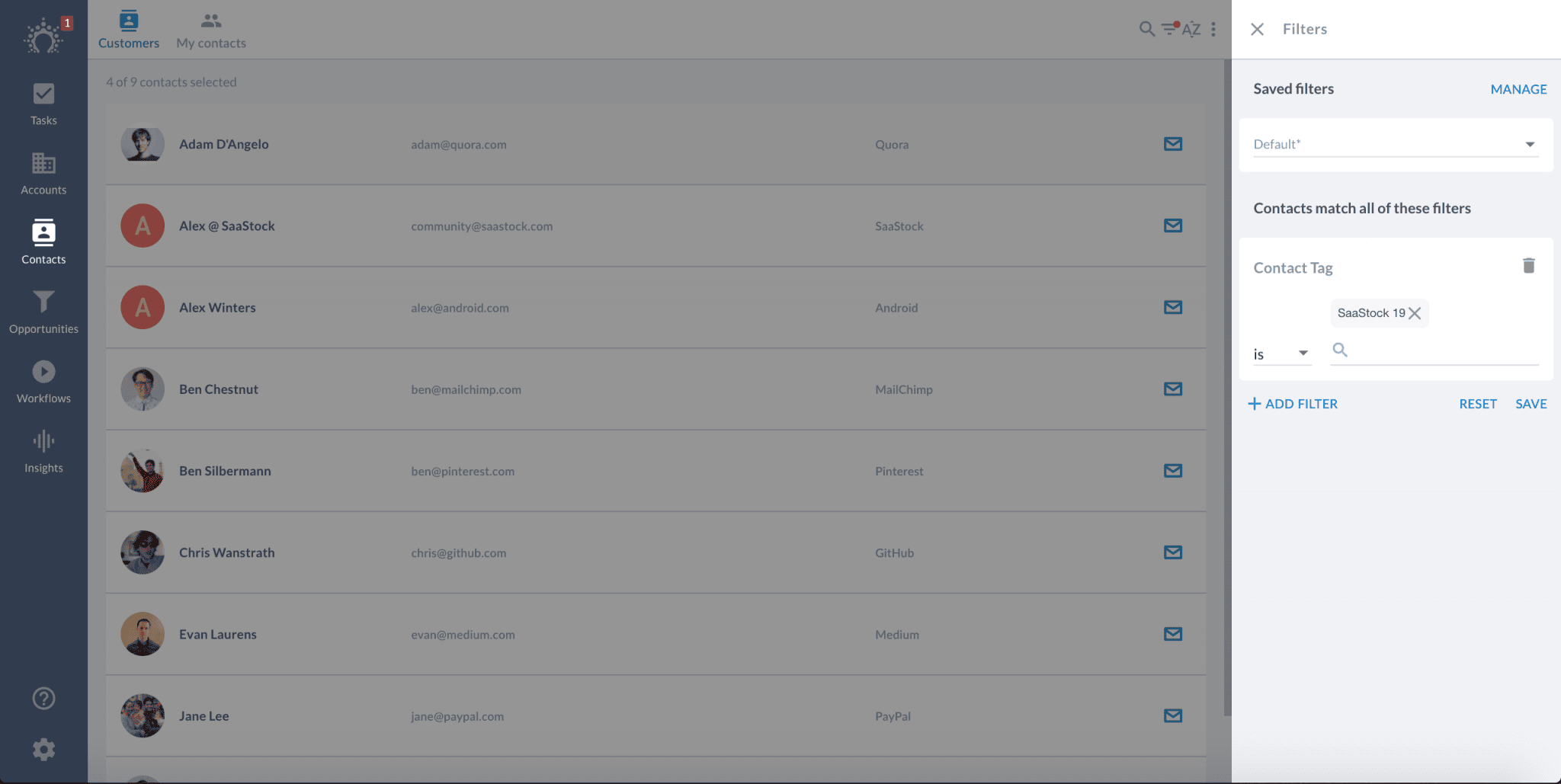 salesflare advanced filtering