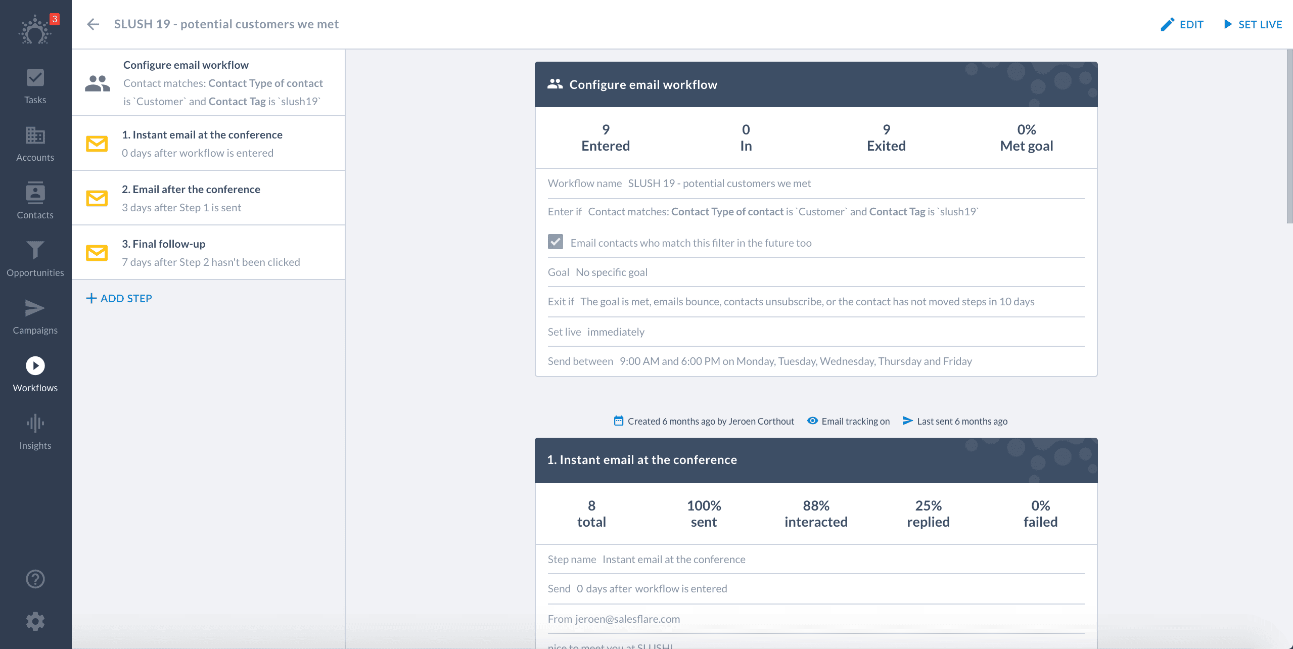 salesflare workflows