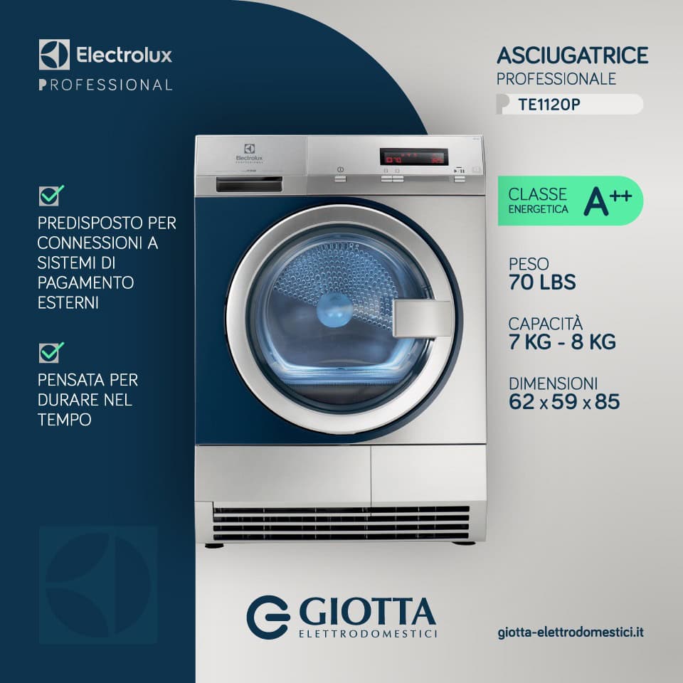 Asciugatrice Professionale Carica Frontale Electrolux TE1120P - immagine 3