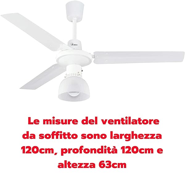 Ventilatore Da Soffitt Ardes AR5A120L 3 Pale con Luce da Soffitto - immagine 3