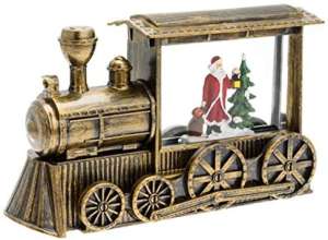 Lotti Trenino con Babbo Natale plastica marrone led bianco caldo con glitter illuminato nell'acqua