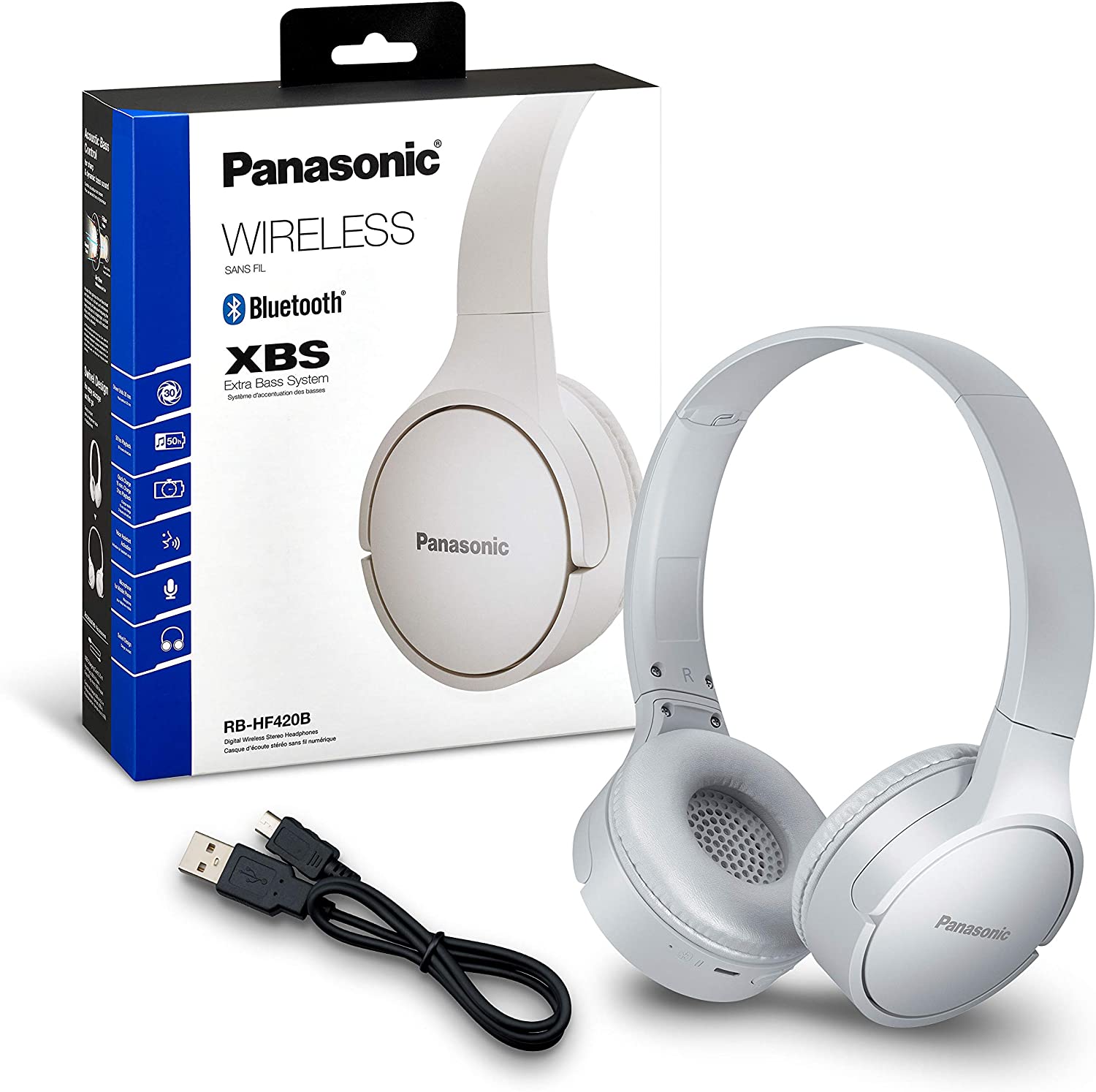 Cuffie Bluetooth Panasonic RF-HF420BE-W, Senza Fili - immagine 4