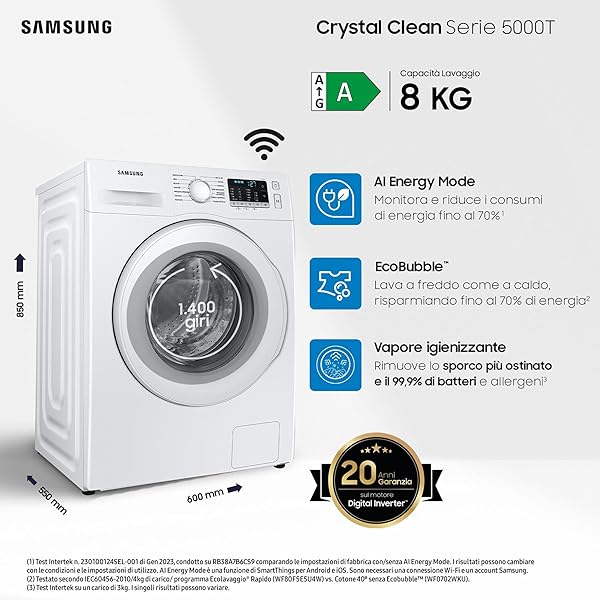 Lavatrice Carica Frontale Samsung WW80CGC04D 8 Kg - immagine 3