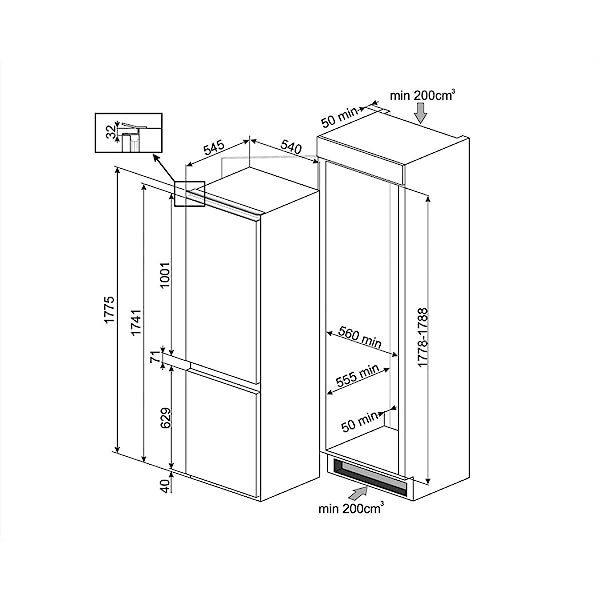 Frigorifero Combinato Smeg C8174TNE Incasso Total noFrost - immagine 3