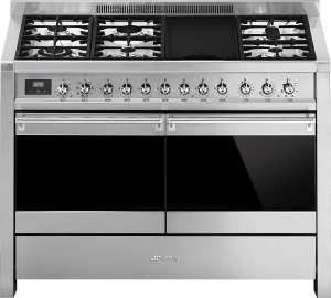 Cucine Libera Installazione Smeg A4-81 Griglie in Ghisa 120 cm Acciaio Inox