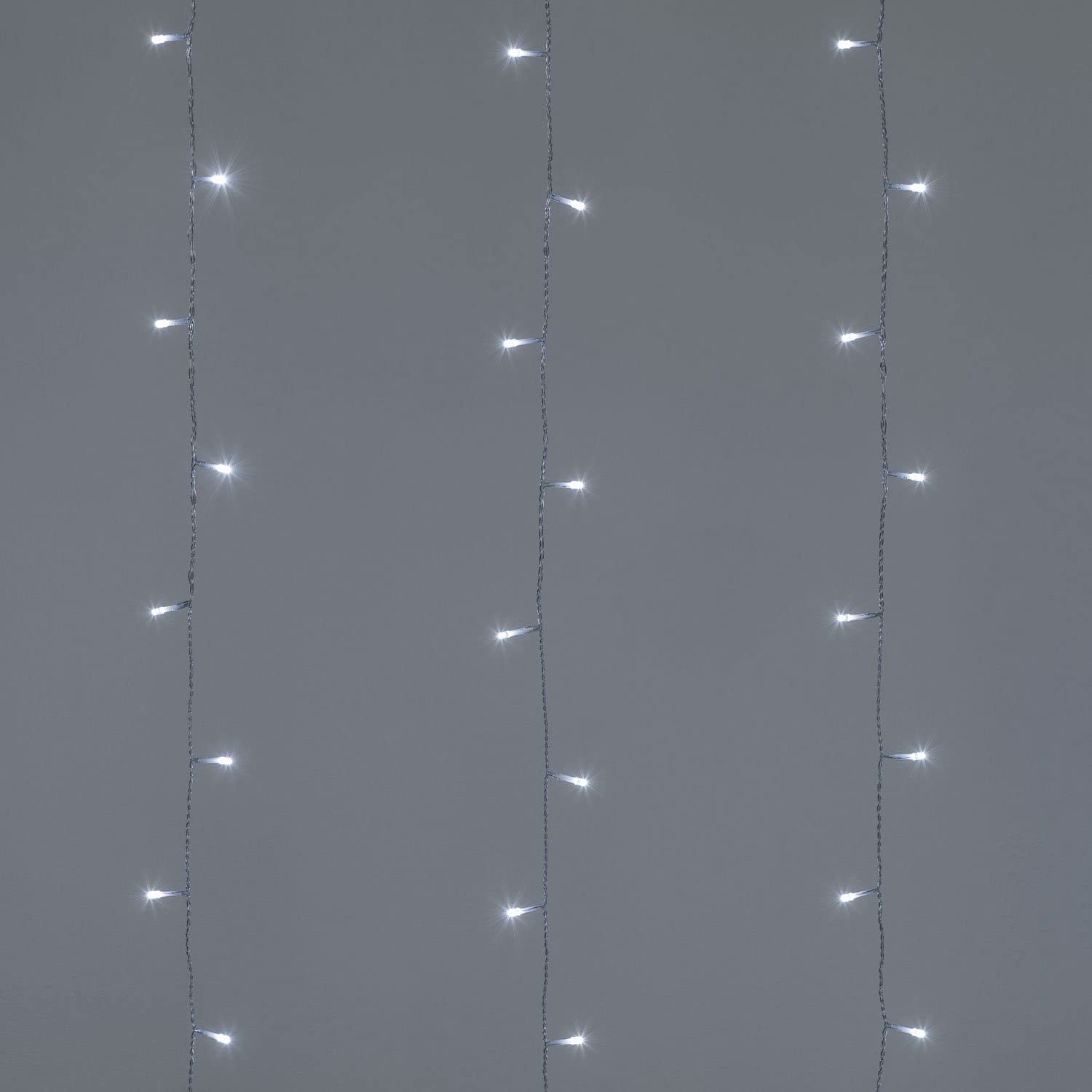 XMASKING Tenda 3 x 1,52 m, 182 LED Bianco Freddo, Cavo Trasparente, Giochi di Luce, luci di Natale, luci Natalizie - immagine 4
