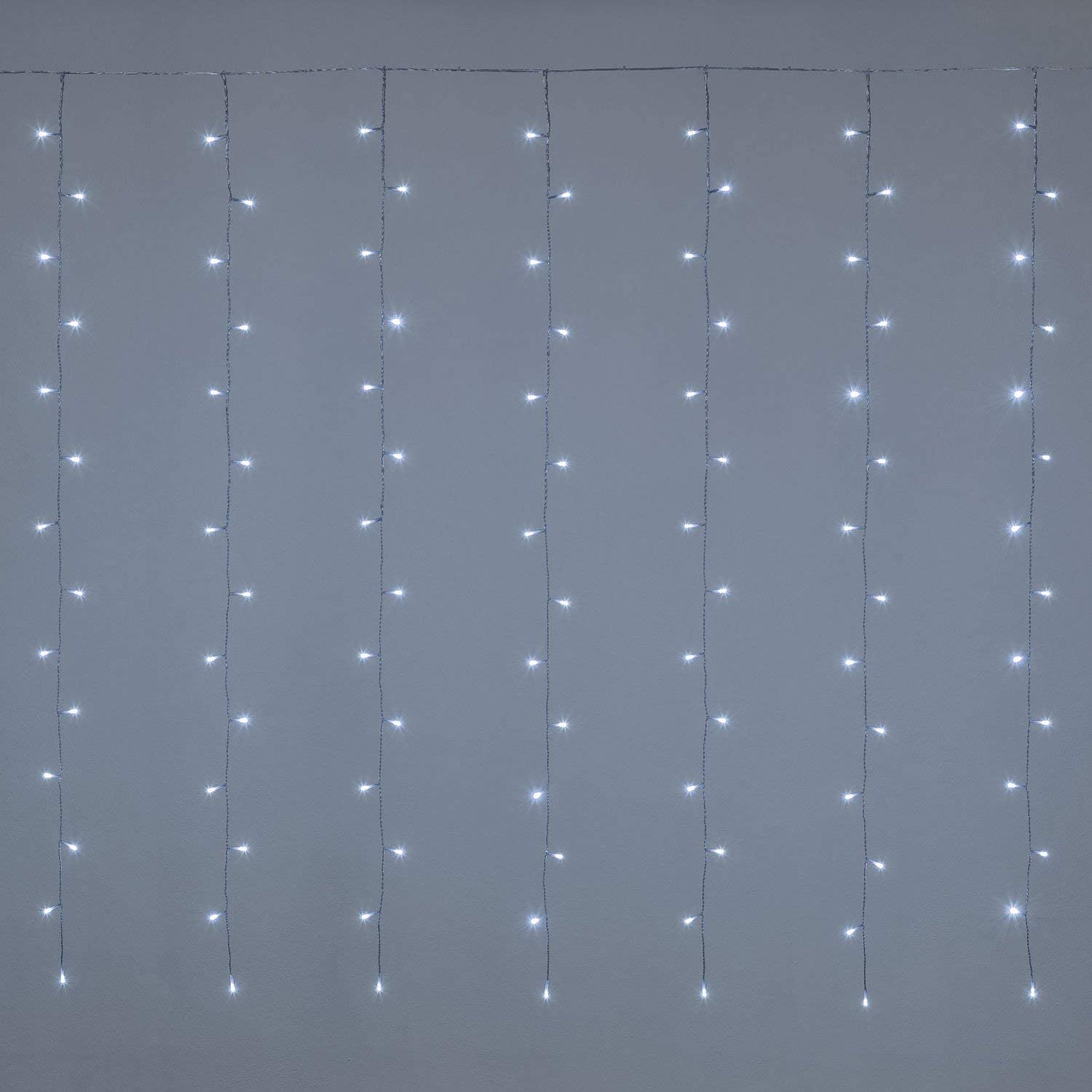 XMASKING Tenda 3 x 1,52 m, 182 LED Bianco Freddo, Cavo Trasparente, Giochi di Luce, luci di Natale, luci Natalizie - immagine 6