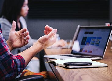 management consultants working with a client