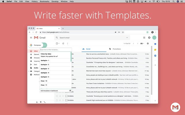 Mailbutler templates for Gmail emails