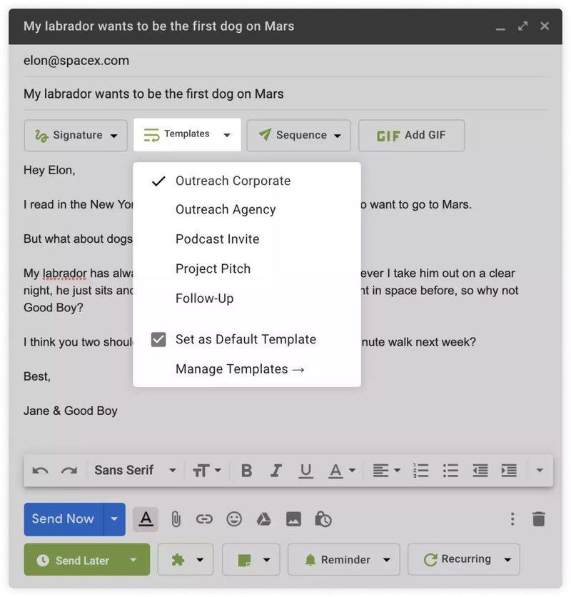 Right Inbox - templates in Gmail