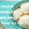10 Common Homemade Ice Cream Problems and How to Fix Them featured Bowl of vanilla ice cream on pastel pink background with neat white text Frosted Fusions
