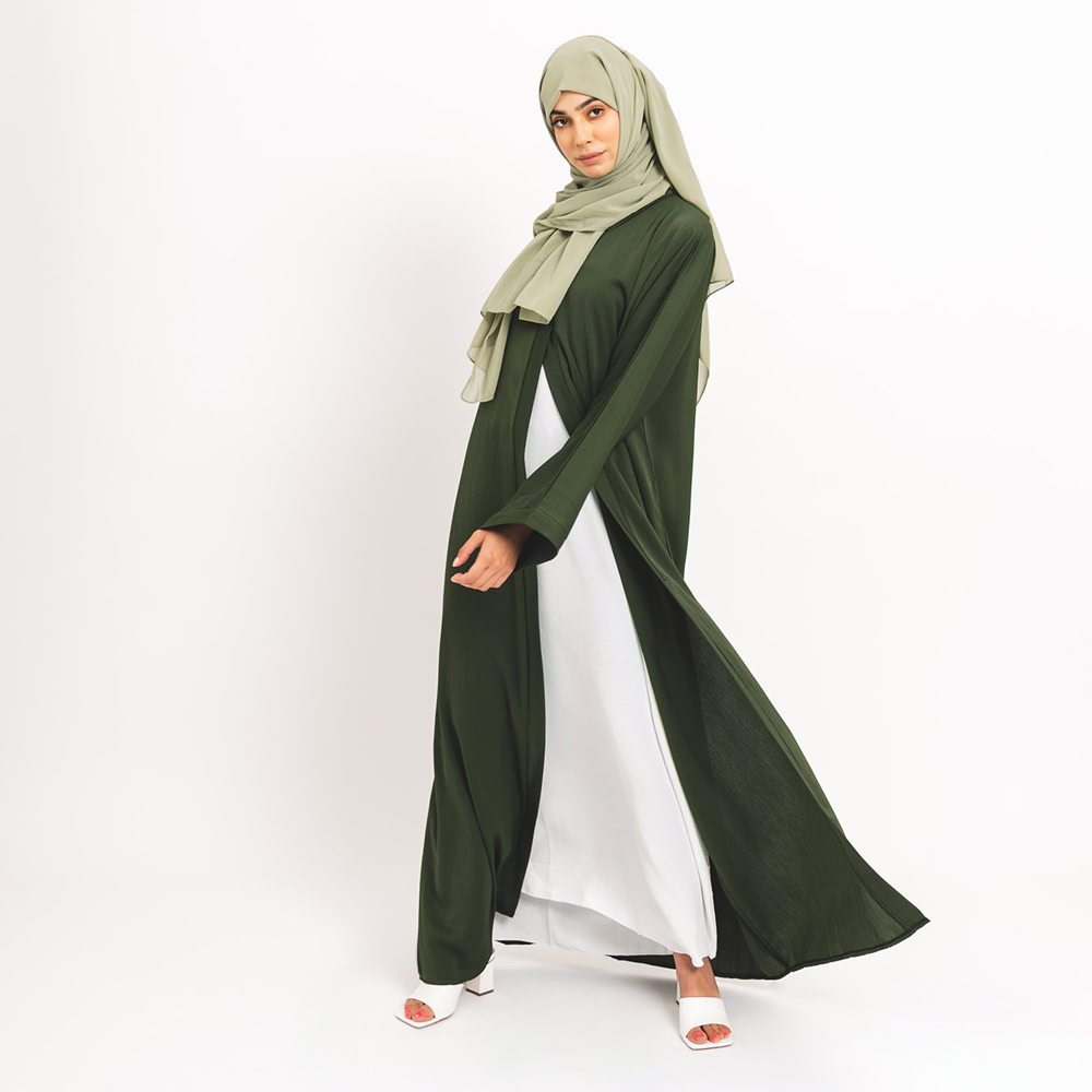 Green Essential Open Abaya