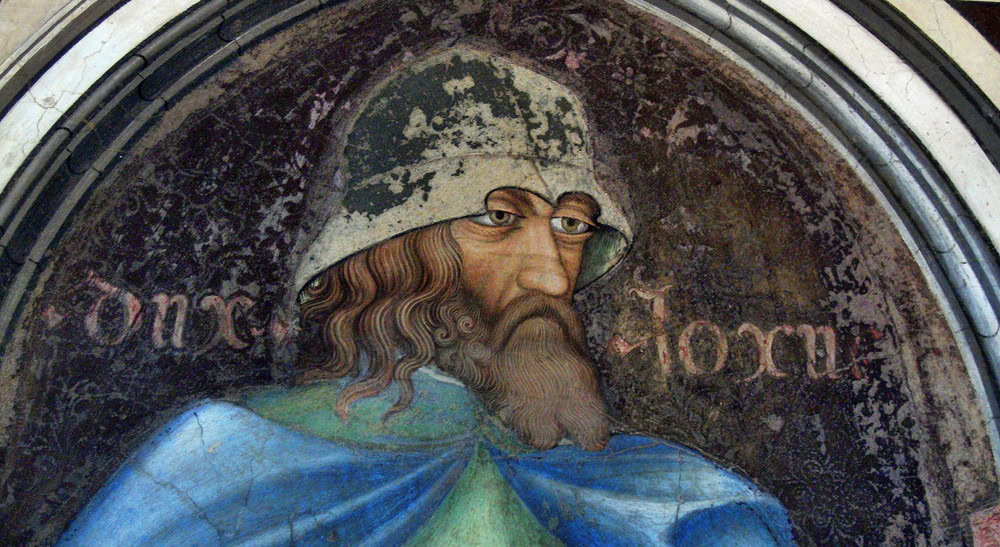 Josué, fresque murale du palais Trinci, 1411, Foligno, Italie