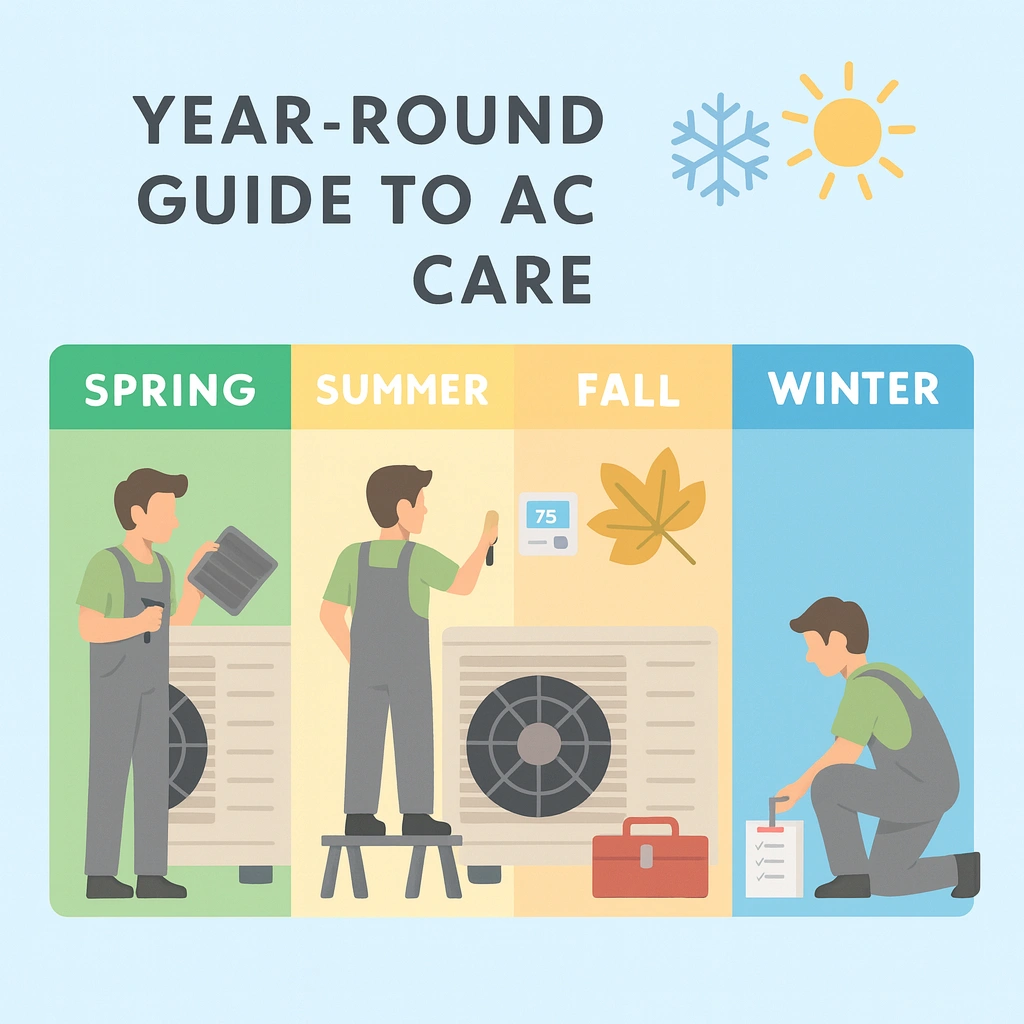 Year-round AC seasonal care guide illustration