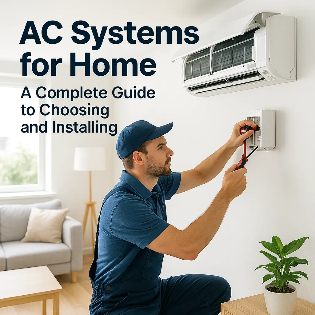 Technician installing modern AC systems for home to ensure energy-efficient cooling