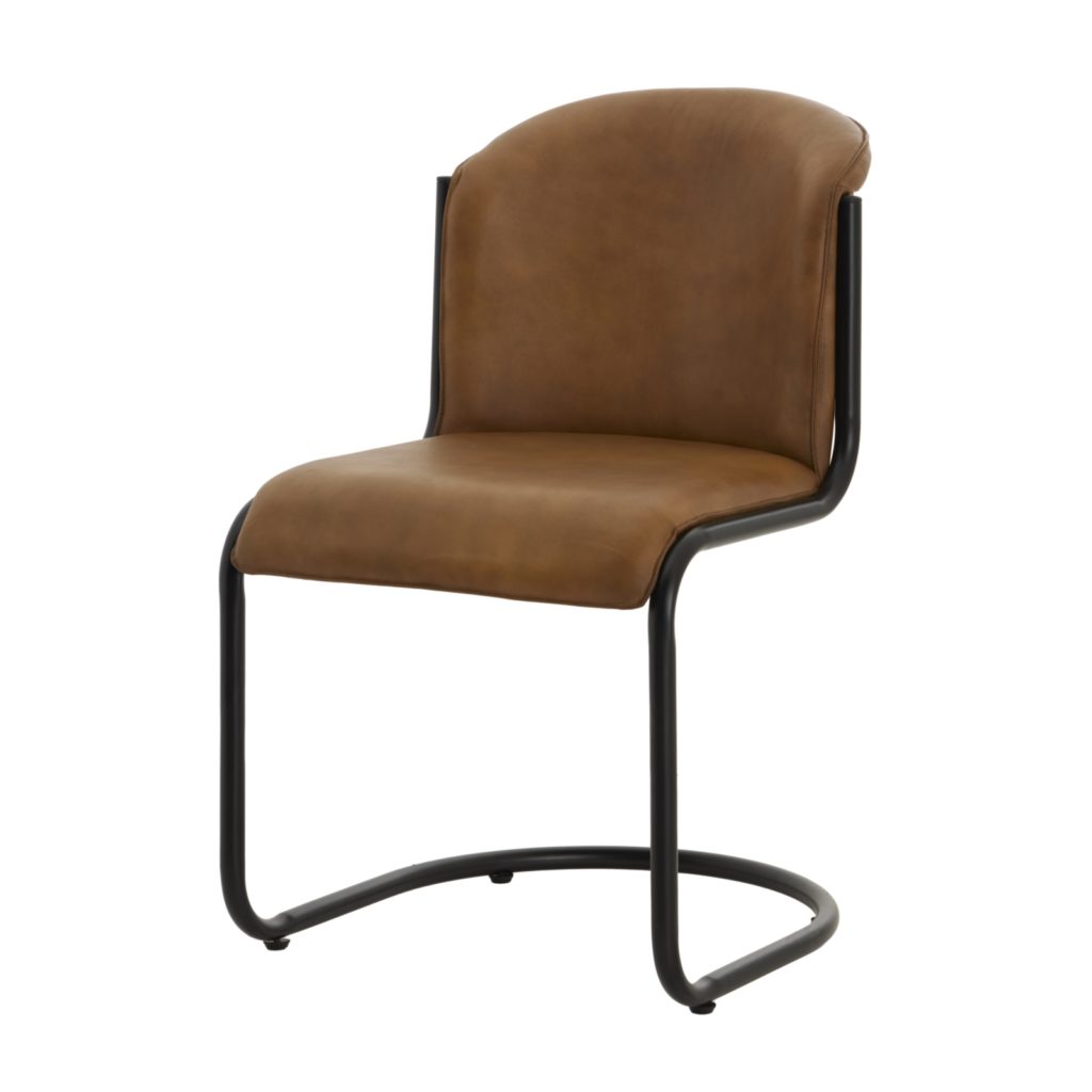 Cropston Leather Curved Dining Chair – Premium Full-Grain Luxury on white background, By the Mensa table company