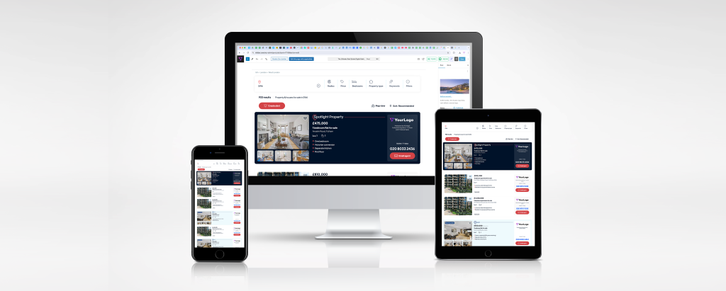 real estate online marketing - Vidibar An image of a real estate website on different screens to showcase real estate online marketing.