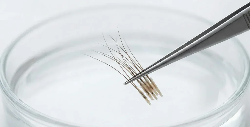 hair transplant grafts in petri dish