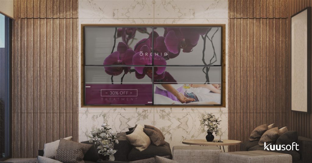 video wall implementation in a hotel lobby