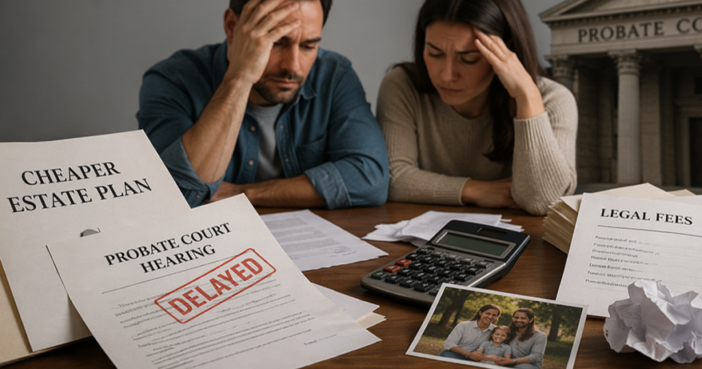 Couple sitting at desk with documents