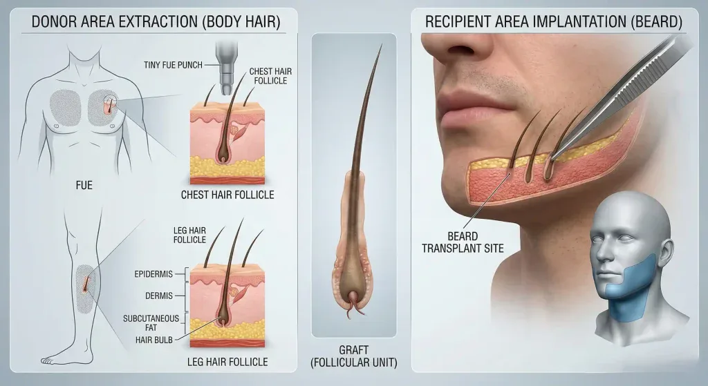 model 3D anatomic al locațiilor de recoltare a foliculilor