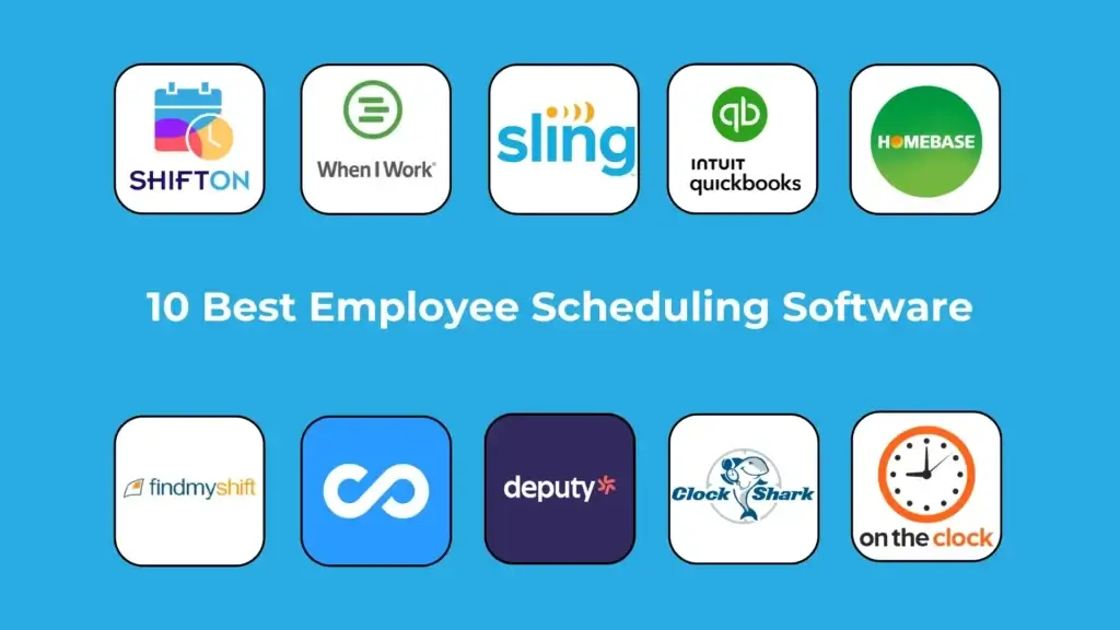 Top employee scheduling software logos for efficient workforce management solutions.