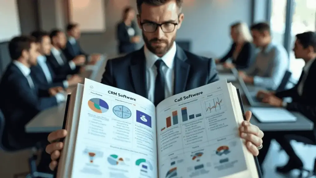 Business Presentation with CRM Software Charts.