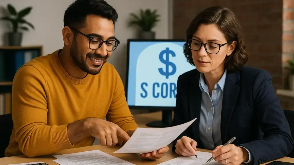 Two people discussing S Corp documents.
