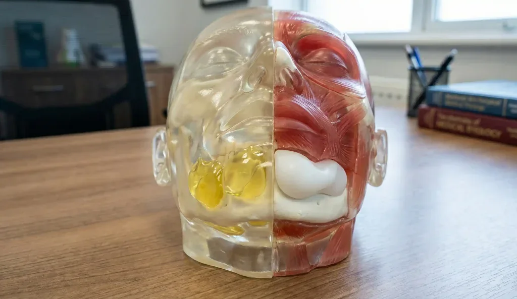 translucent anatomical model chin filler gel vs solid implant