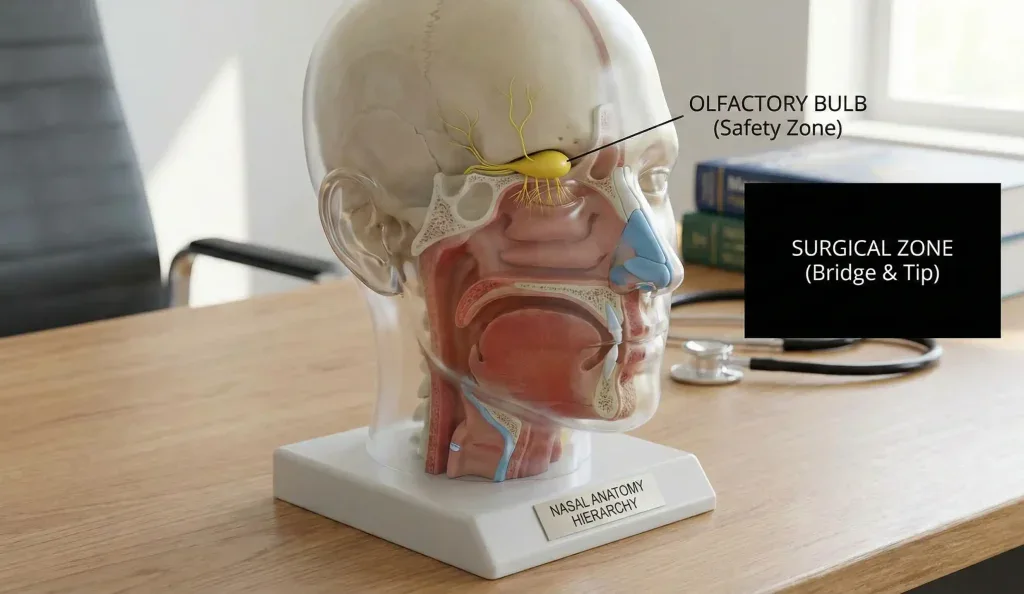 anatomik kafa modeli, koku soğanı ve cerrahi b&ouml;lge