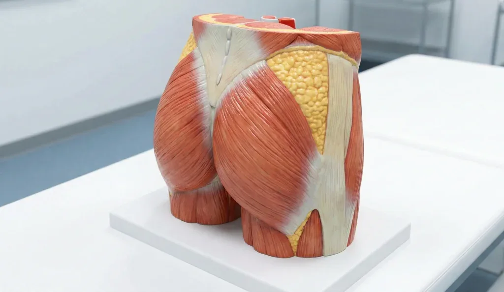 Anatomisches Modell der Ges&auml;&szlig;muskeln und Fett