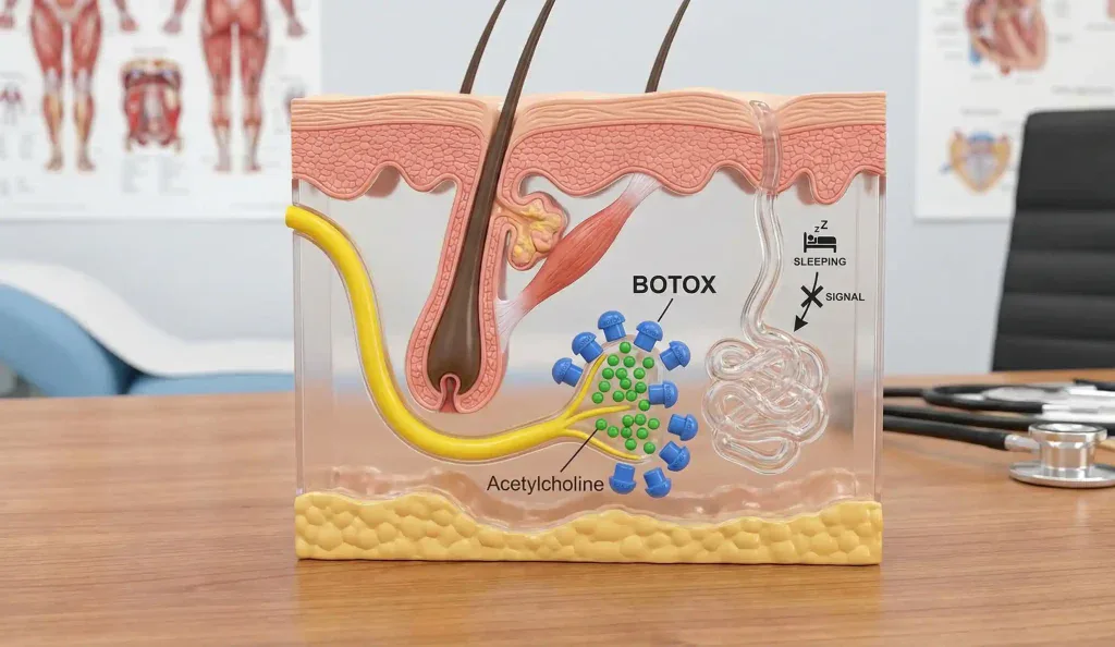 anatomisches Hautmodell Botox Signalblockade Schweißdrüse