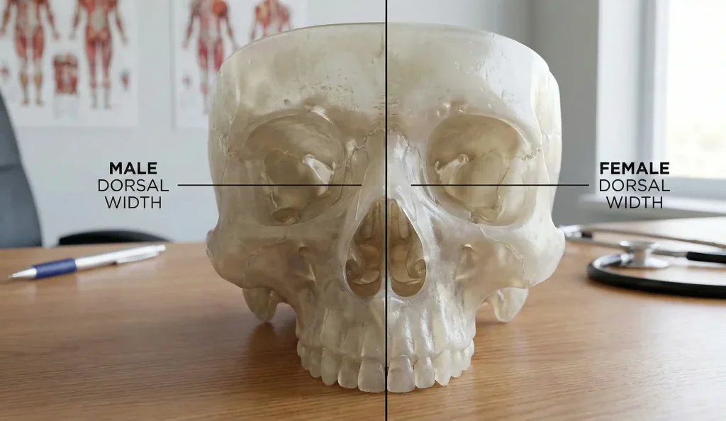 Anatomisches Sch&auml;delmodell m&auml;nnlich vs. weiblich Dorsalbreite