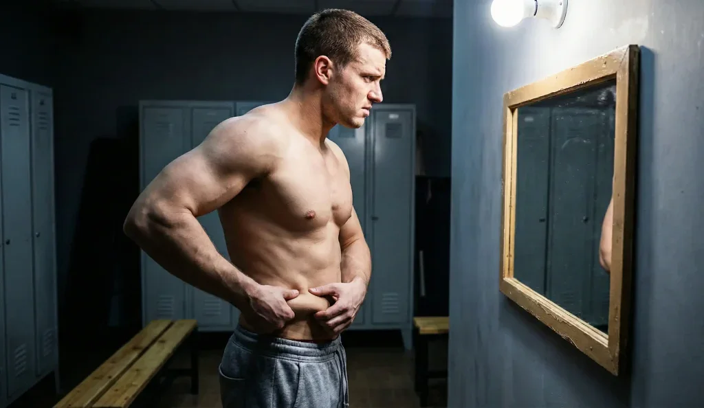 male athlete love handle check gym