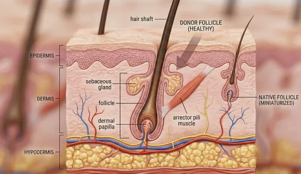 anatomia unității foliculare a scalpului uman
