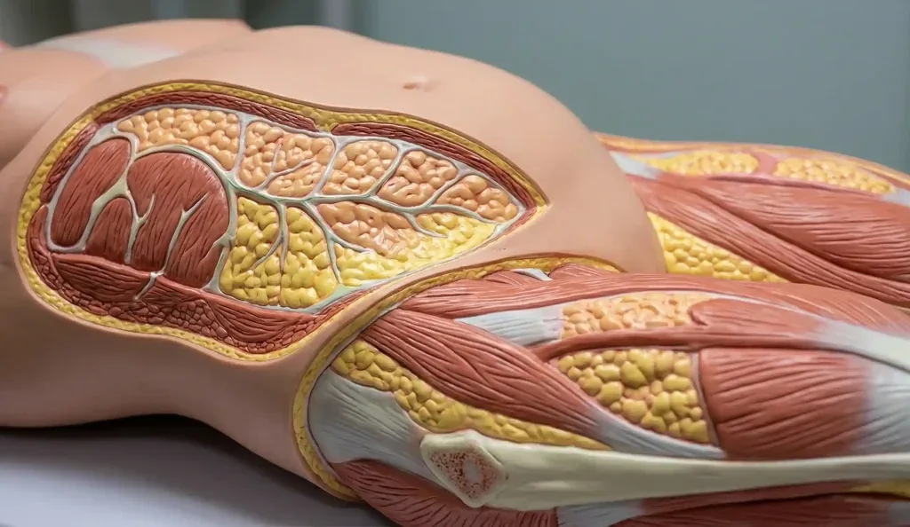 anatomia realistica del liposuzione e strati di grasso