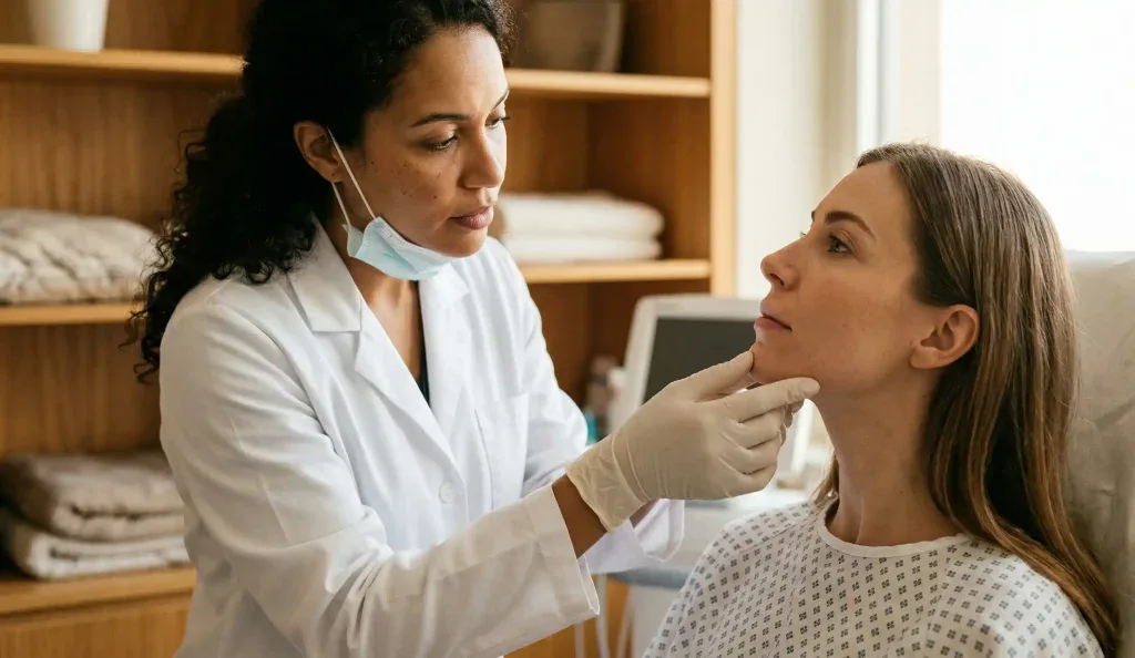 clinical examination chin implant doctor patient