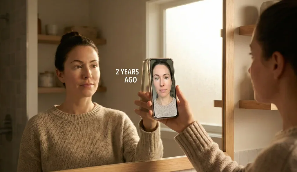 under eye filler longevity proof mirror selfie comparison